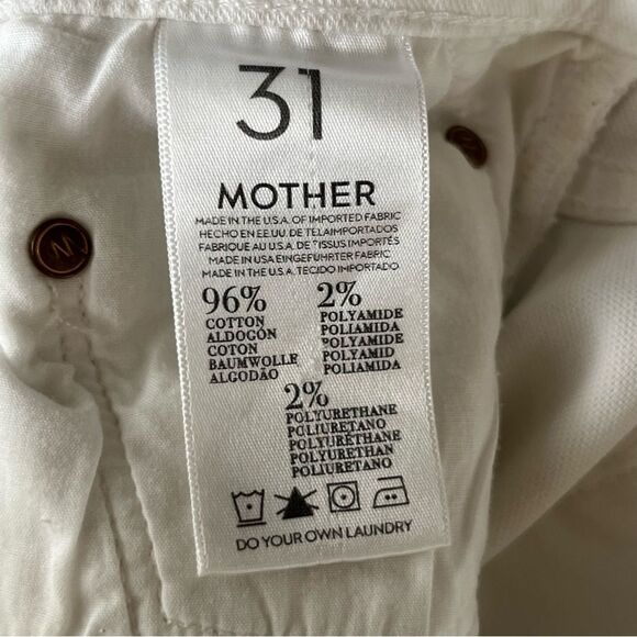 MOTHER White Jeans Size 31 The Drop Out in Broken Glass Straight Leg Crop - Picture 7 of 8